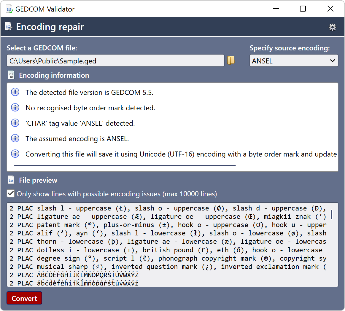 The encoding repair tool