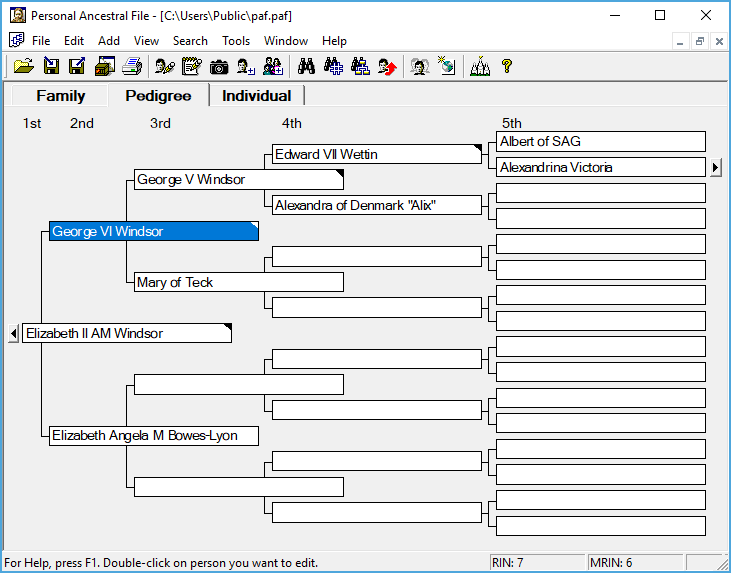 Personal Ancestral File 5