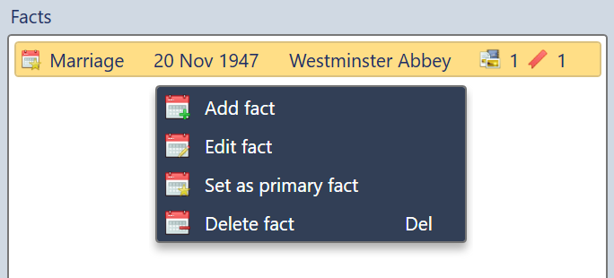 Editing relationship facts