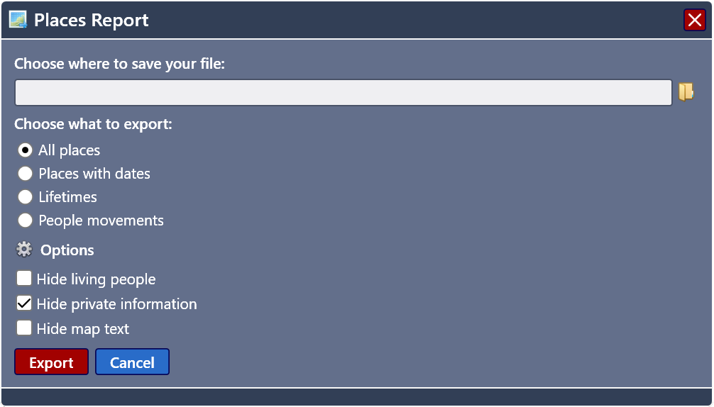 The Places Report tool