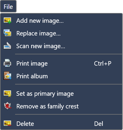 The photos menu