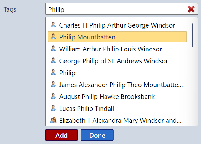 Selecting taggable items
