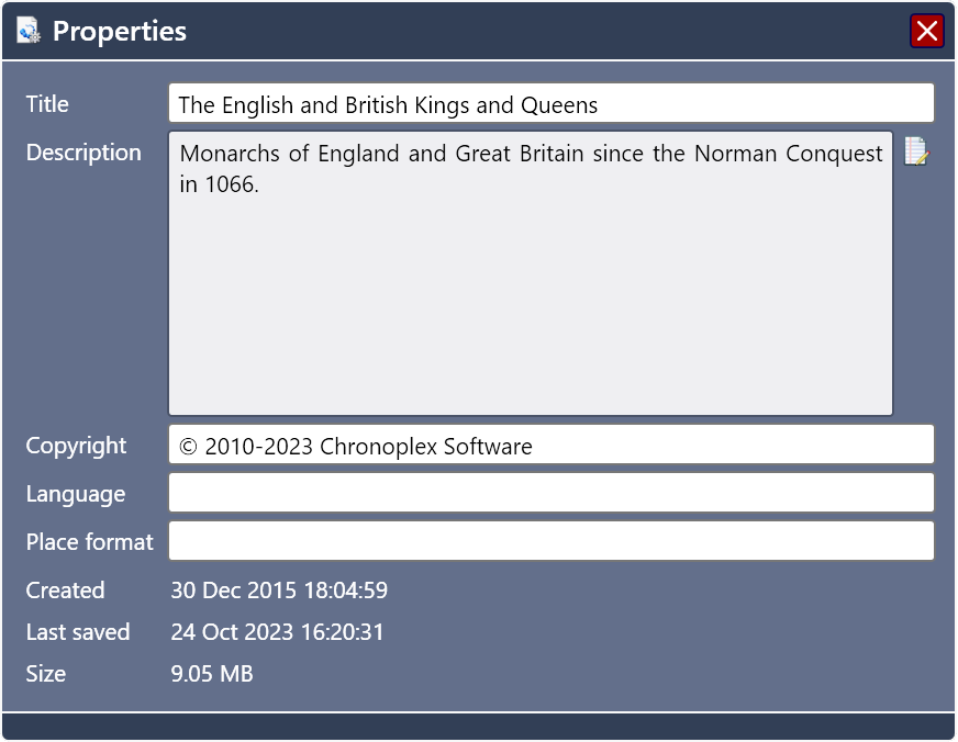 The Properties dialog