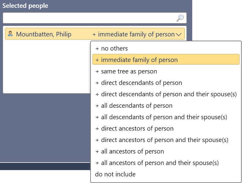 Shortcuts when selecting people